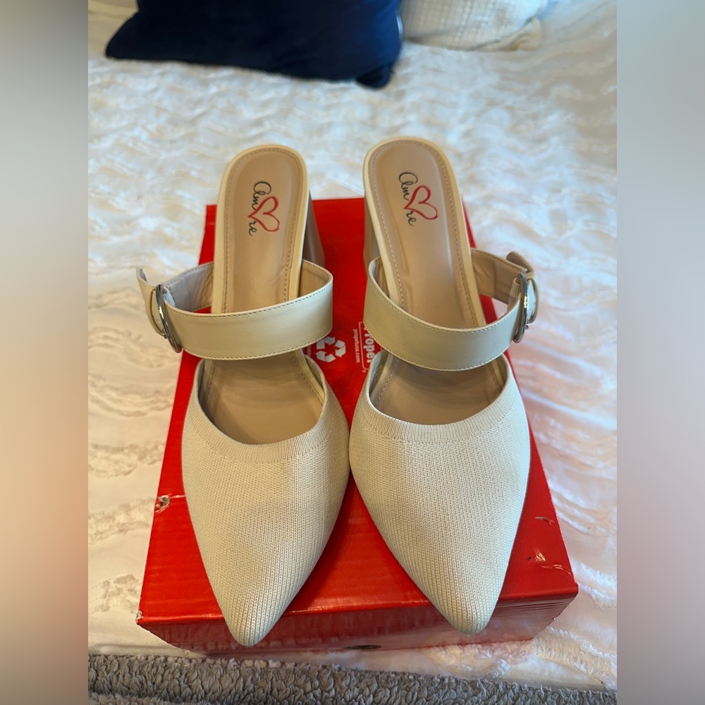 Elegant Cream Heels with Buckle by Cupid